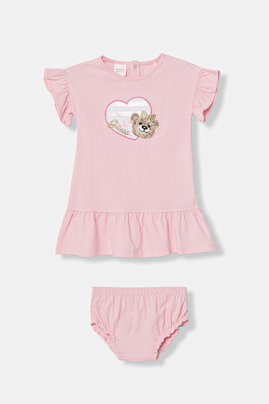 Guess sukienka z bawełną różowy A6GK01.K6YW4.PPY2.M
