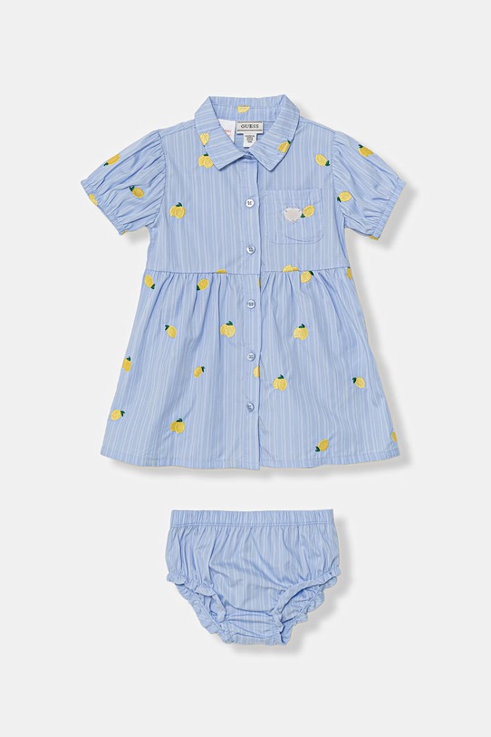 Guess sukienka bawełniana niebieski A6GK02.WEH20.PPY2.M