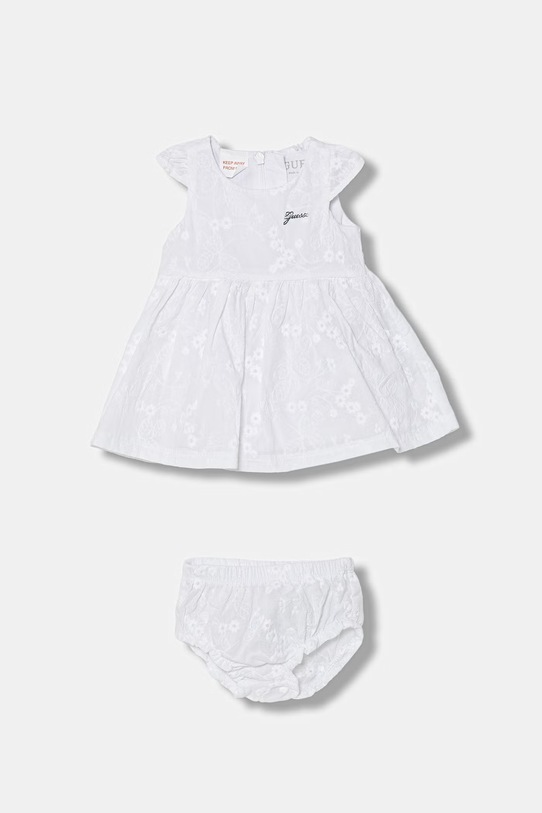 Guess sukienka rozkloszowana bawełniana biały A6GK05.WH710.PPY2.M