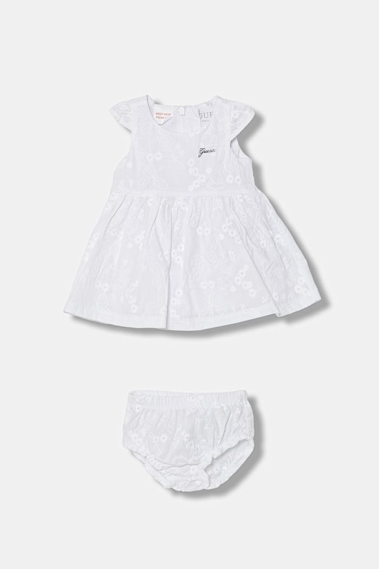 Guess sukienka rozkloszowana bawełniana biały A6GK05.WH710.PPY2.M