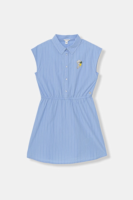 Guess sukienka bawełniana niebieski J6GK08.WEH20.PPY2.M