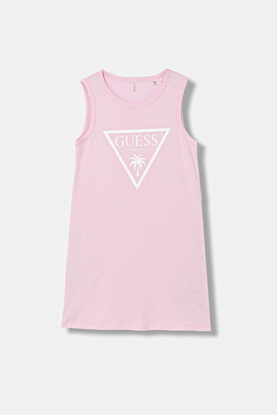Guess sukienka bawełniana dziecięca nadruk różowy J6GK25.JA914.PPY2.M