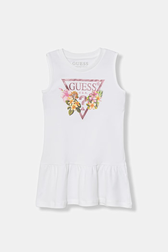 Guess sukienka bawełniana biały K4RK23.KA6W4.PPY2.M