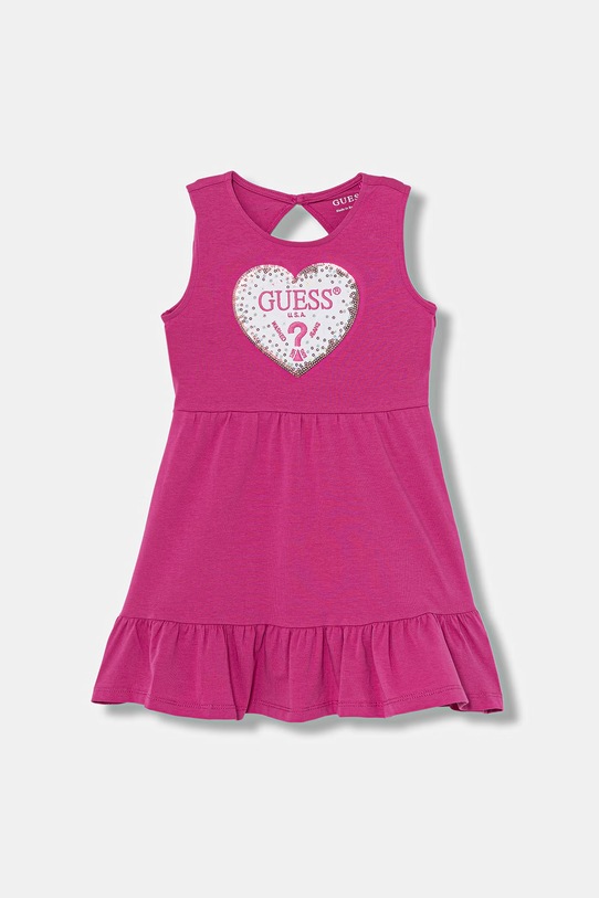 Guess sukienka bawełniana z elastanem różowy K6GK12.K6YW4.PPY2.M