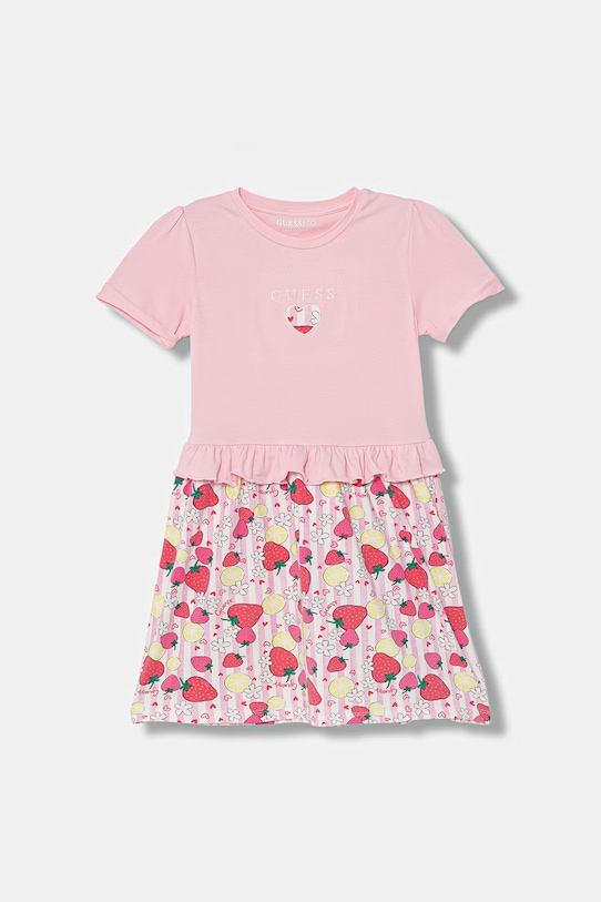Guess sukienka dziecięca rozkloszowany różowy K6GK01.K6YW4.PPY2.M