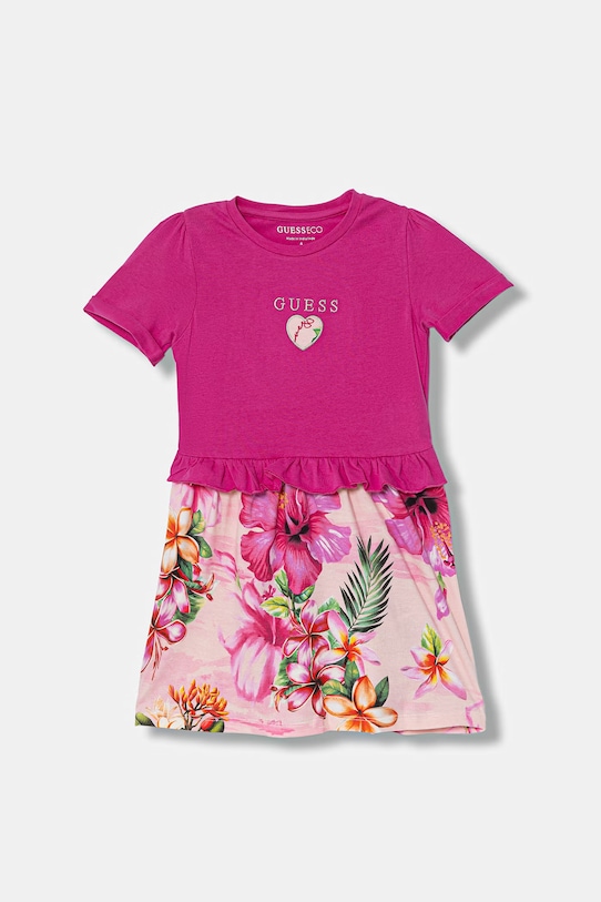 Guess sukienka dziecięca rozkloszowany różowy K6GK01.K6YW4.PPY2.M