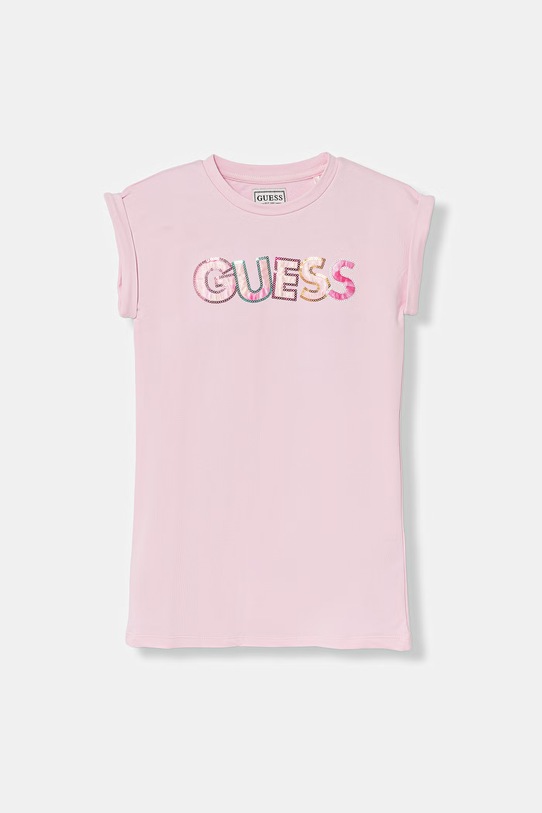 Guess sukienka bawełniana z elastanem różowy K6GK10.KAE24.PPY2.M