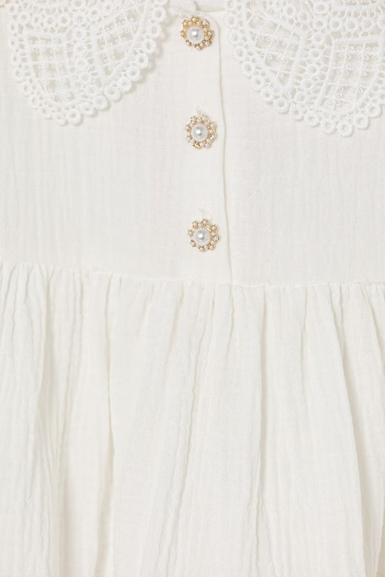 Κοριτσίστικα Παιδικό βαμβακερό φόρεμα Jamiks MOSSI MOSSI.org.Suki.JLI040.G λευκό