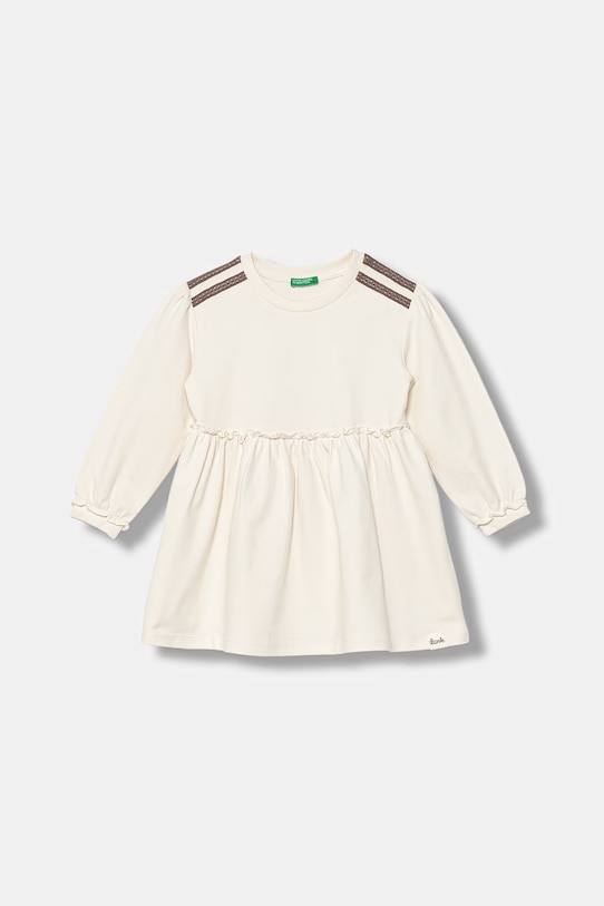 United Colors of Benetton sukienka rozkloszowana bawełniana beżowy 3F9VGV011.P.Stagionale