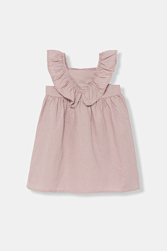 United Colors of Benetton poletna obleka z lanom 43WBGV02S.P.Stagionale roza SS26