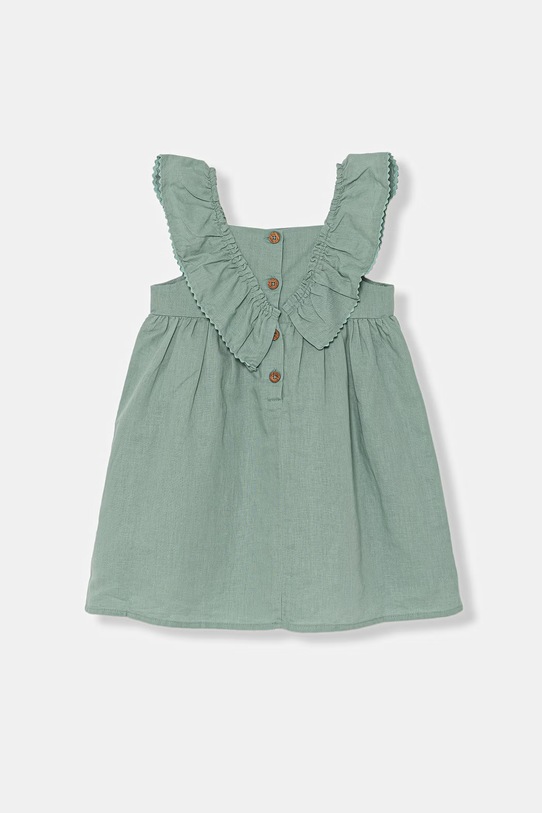 United Colors of Benetton letní šaty se lnem tyrkysová 43WBGV02S.P.Stagionale