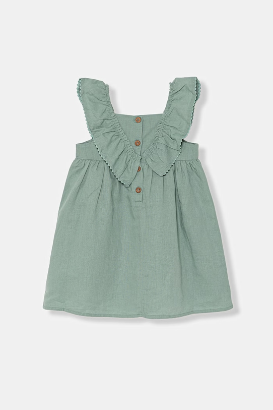 United Colors of Benetton letní šaty se lnem tyrkysová 43WBGV02S.P.Stagionale