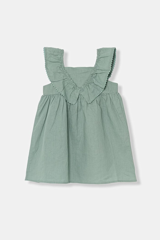 United Colors of Benetton letní šaty se lnem 43WBGV02S.P.Stagionale tyrkysová SS26