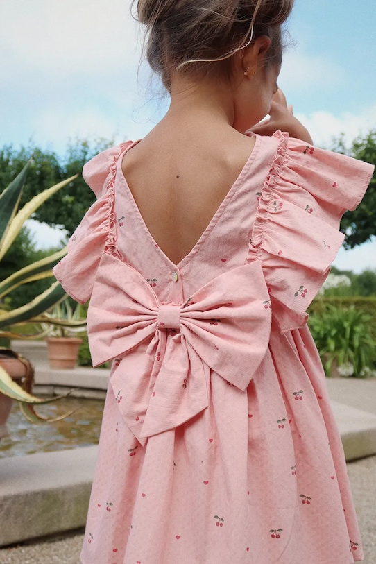 Konges Sløjd obleka bombažna EVIA FRILL DRESS GOTS roza KS105660.PPY2