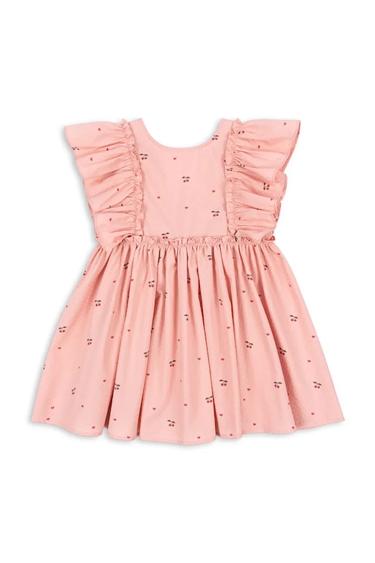 Konges Sløjd obleka bombažna EVIA FRILL DRESS GOTS KS105660.PPY2 roza SS26