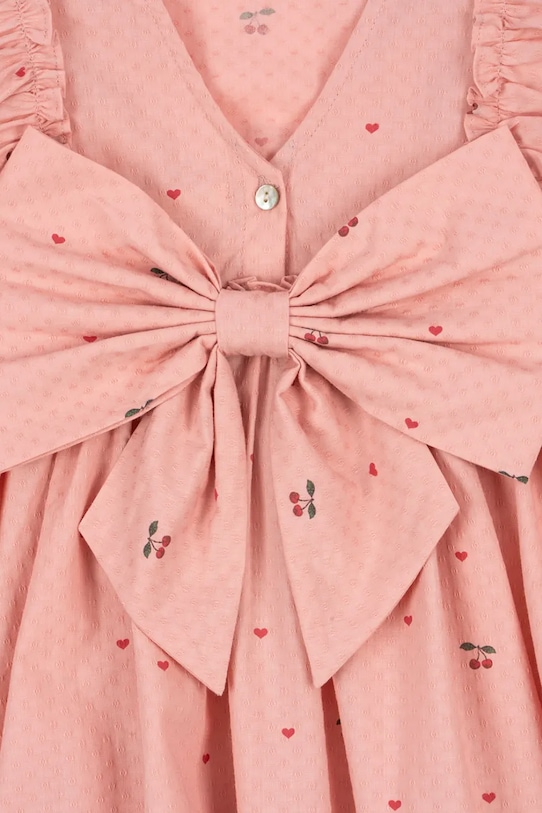 Konges Sløjd obleka bombažna EVIA FRILL DRESS GOTS roza KS105660.PPY2