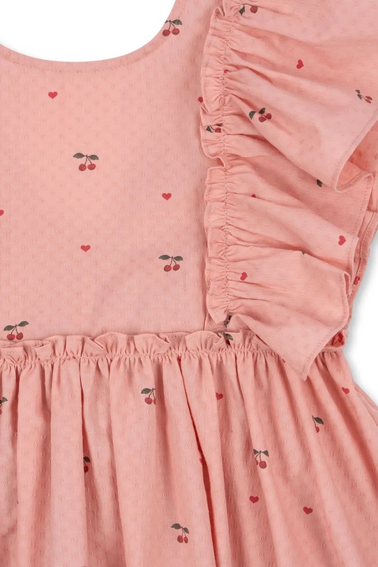 Konges Sløjd obleka bombažna EVIA FRILL DRESS GOTS KS105660.PPY2 roza