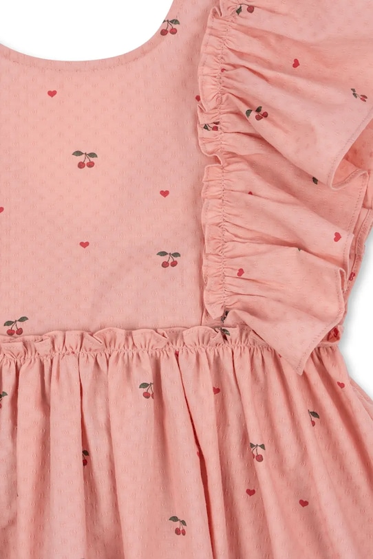 Konges Sløjd obleka bombažna EVIA FRILL DRESS GOTS KS105660.PPY2 roza