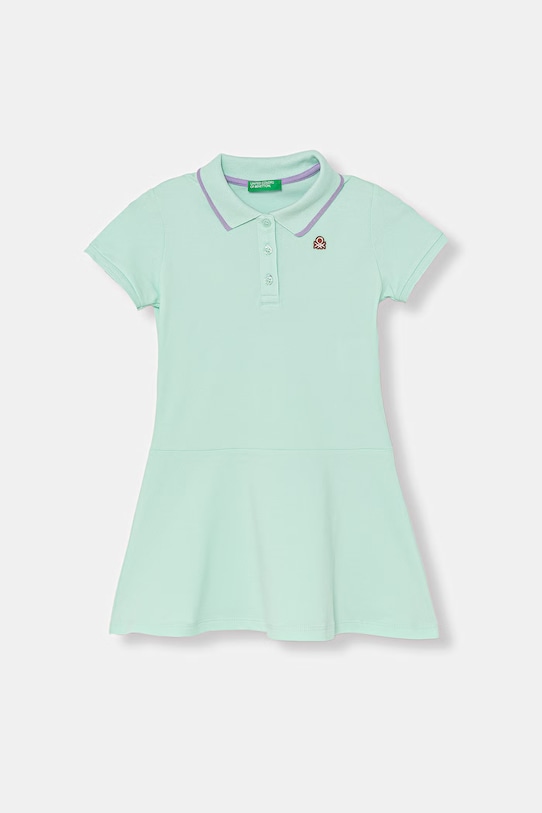 United Colors of Benetton Letné šaty bavlnené s elastanom tyrkysová 3WG9GV00Z.P.seasonal