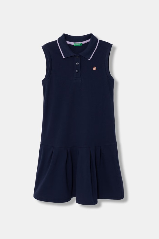 United Colors of Benetton letní šaty bavlněné s elastanem námořnická modř 3WG9CV012.G.seasonal