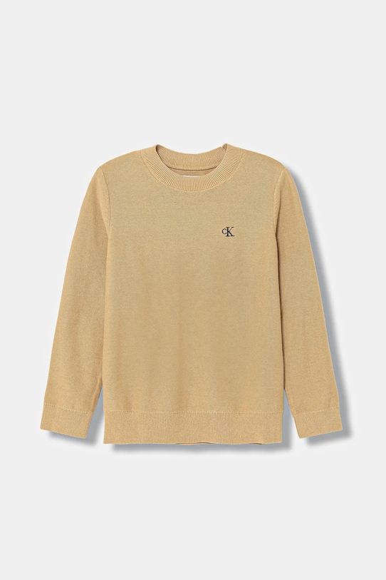 Παιδικό βαμβακερό πουλόβερ Calvin Klein Jeans βαμβάκι μπεζ IB0IB02641.128.176.PPY2