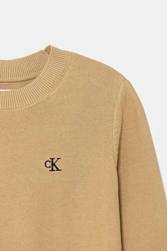 Chłopiec Calvin Klein Jeans sweter bawełniany dziecięcy IB0IB02641.128.176.PPY2 beżowy