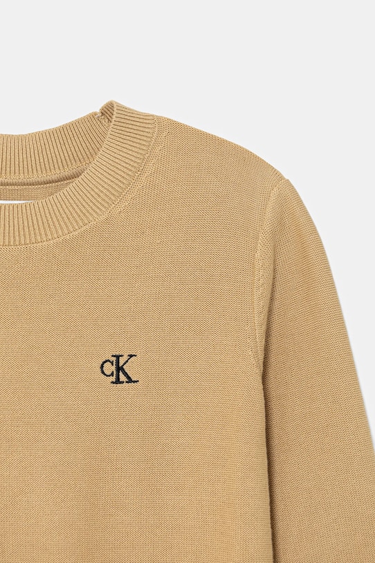 Αγορίστικα Παιδικό βαμβακερό πουλόβερ Calvin Klein Jeans IB0IB02641.128.176.PPY2 μπεζ