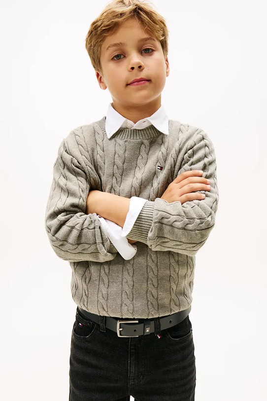 Tommy Hilfiger sweter bawełniany dziecięcy bawełna szary KB0KB09753.128.176.PPY2