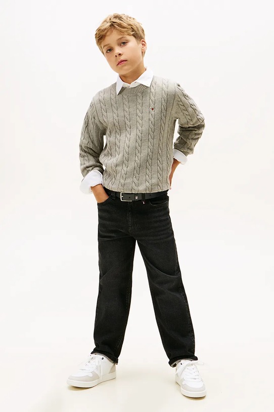 Chłopiec Tommy Hilfiger sweter bawełniany dziecięcy KB0KB09753.128.176.PPY2 szary