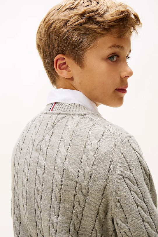 Tommy Hilfiger sweter bawełniany dziecięcy KB0KB09753.128.176.PPY2 szary