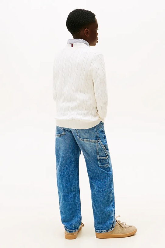 Tommy Hilfiger sweter bawełniany dziecięcy beżowy KB0KB10347.128.176.PPY2