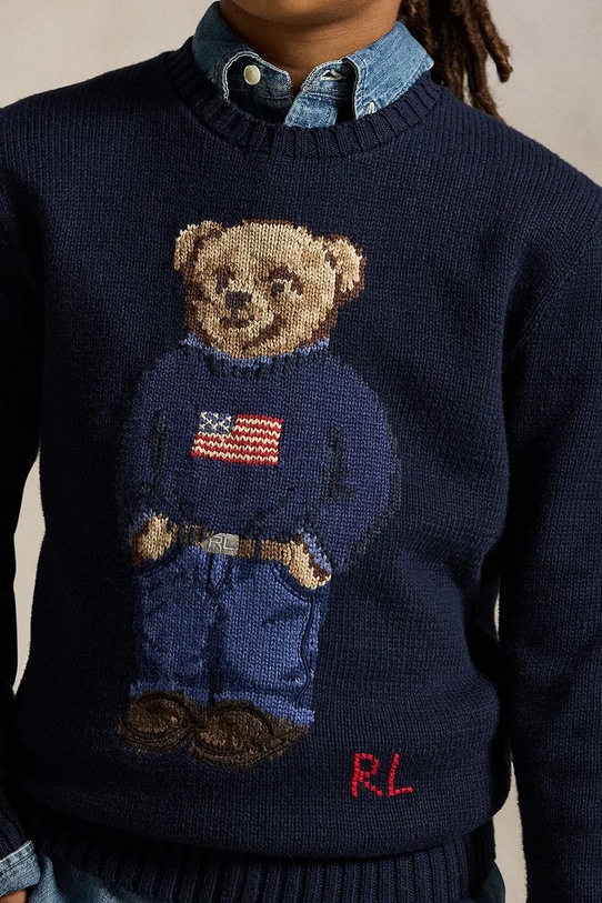 Παιδικό βαμβακερό πουλόβερ Polo Ralph Lauren 323668286002 σκούρο μπλε