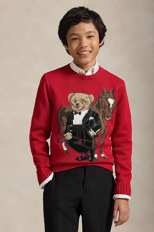 Polo Ralph Lauren sweter bawełniany dziecięcy nadruk czerwony 323A10260001