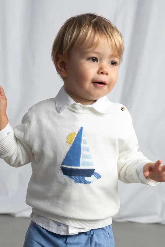 Mayoral sweter bawełniany dziecięcy aplikacja beżowy 1308.3B.Baby.PPY2