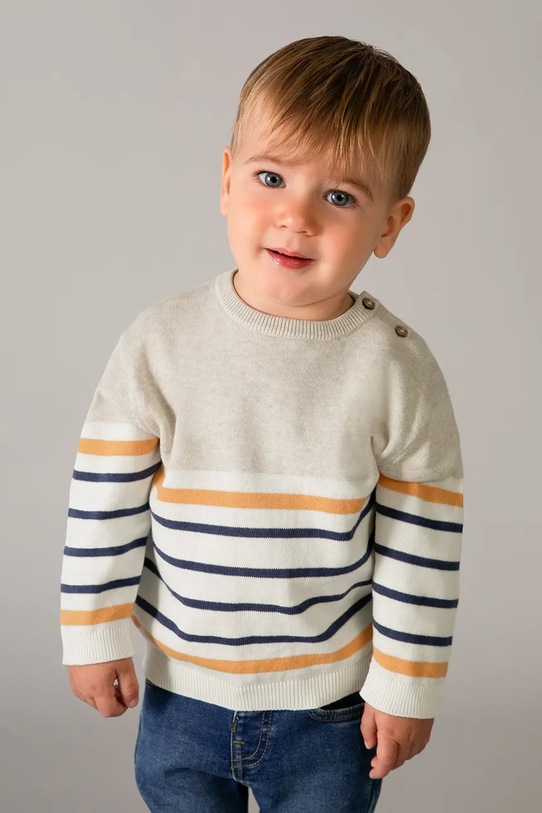 Mayoral sweter bawełniany dziecięcy wzorzyste beżowy 1309.3F.Baby.PPY2