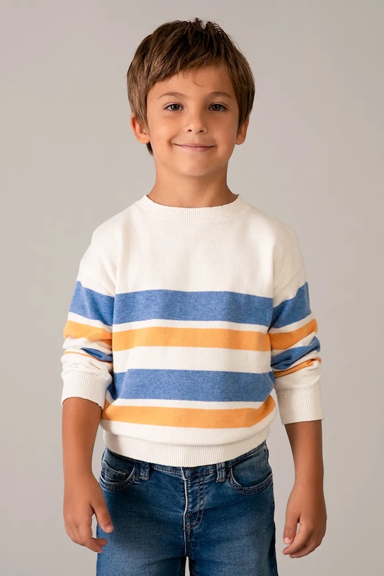 Παιδικό βαμβακερό πουλόβερ Mayoral βαμβάκι λευκό 3378.5E.Mini.PPY2