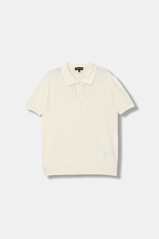 Emporio Armani polo tricotat pentru femei, din vâscoză bej EB001222.AF23412