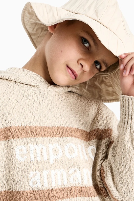 Emporio Armani sweter dziecięcy bawełniany beżowy EB001219.AF23411