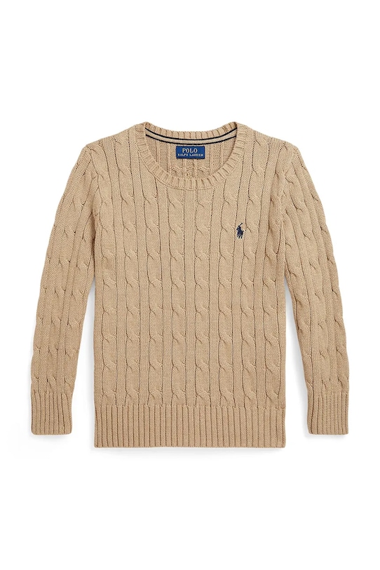 Dětský bavlněný svetr Polo Ralph Lauren nášivka hnědá 322702674517