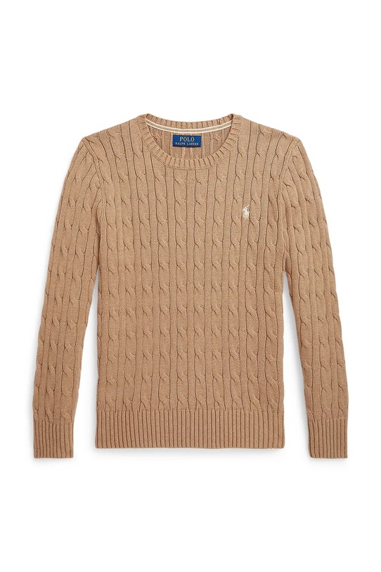 Детски памучен пуловер Polo Ralph Lauren щампа кафяв 323702674515