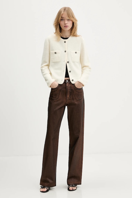 Gestuz kardigan z dodatkiem wełny 10910746 beżowy SS26