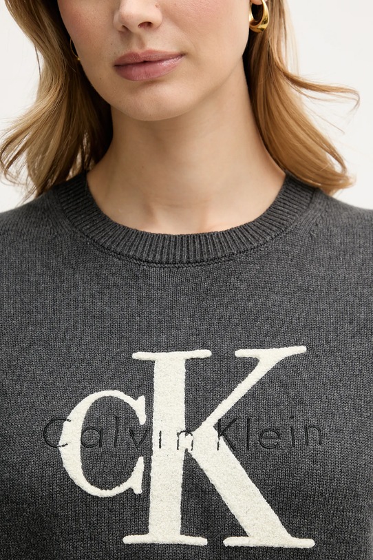 Βαμβακερό μπλουζάκι Calvin Klein Jeans γκρί LV044E306G