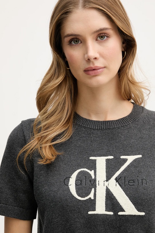 Βαμβακερό μπλουζάκι Calvin Klein Jeans LV044E306G γκρί