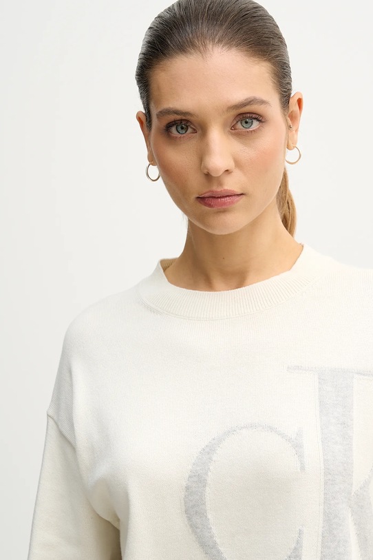 Хлопковый свитер Calvin Klein Jeans бежевый LV047E304G