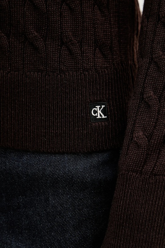 Ζακέτα με προσθήκη μαλλιού Calvin Klein Jeans LV044E307G καφέ