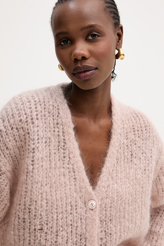 Weekend Max Mara kardigan z dodatkiem moheru DANZA różowy 2615341051600