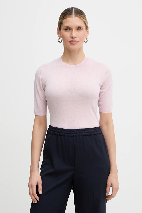 Weekend Max Mara t-shirt wełniany MAREA regular różowy 2615361011600