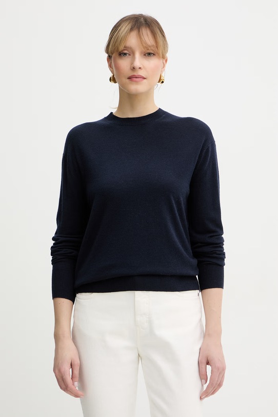 Weekend Max Mara sweter wełniany VENTO okrągły granatowy 2615361021600