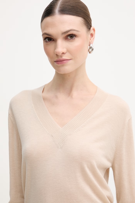 Weekend Max Mara sweter wełniany ESTREMO beżowy 2615361031600