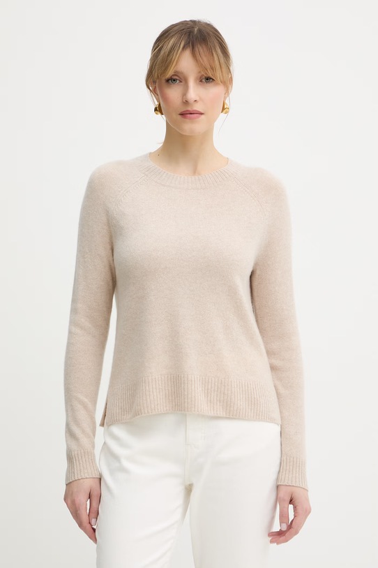 Weekend Max Mara sweter kaszmirowy CICALA okrągły beżowy 2615361051600